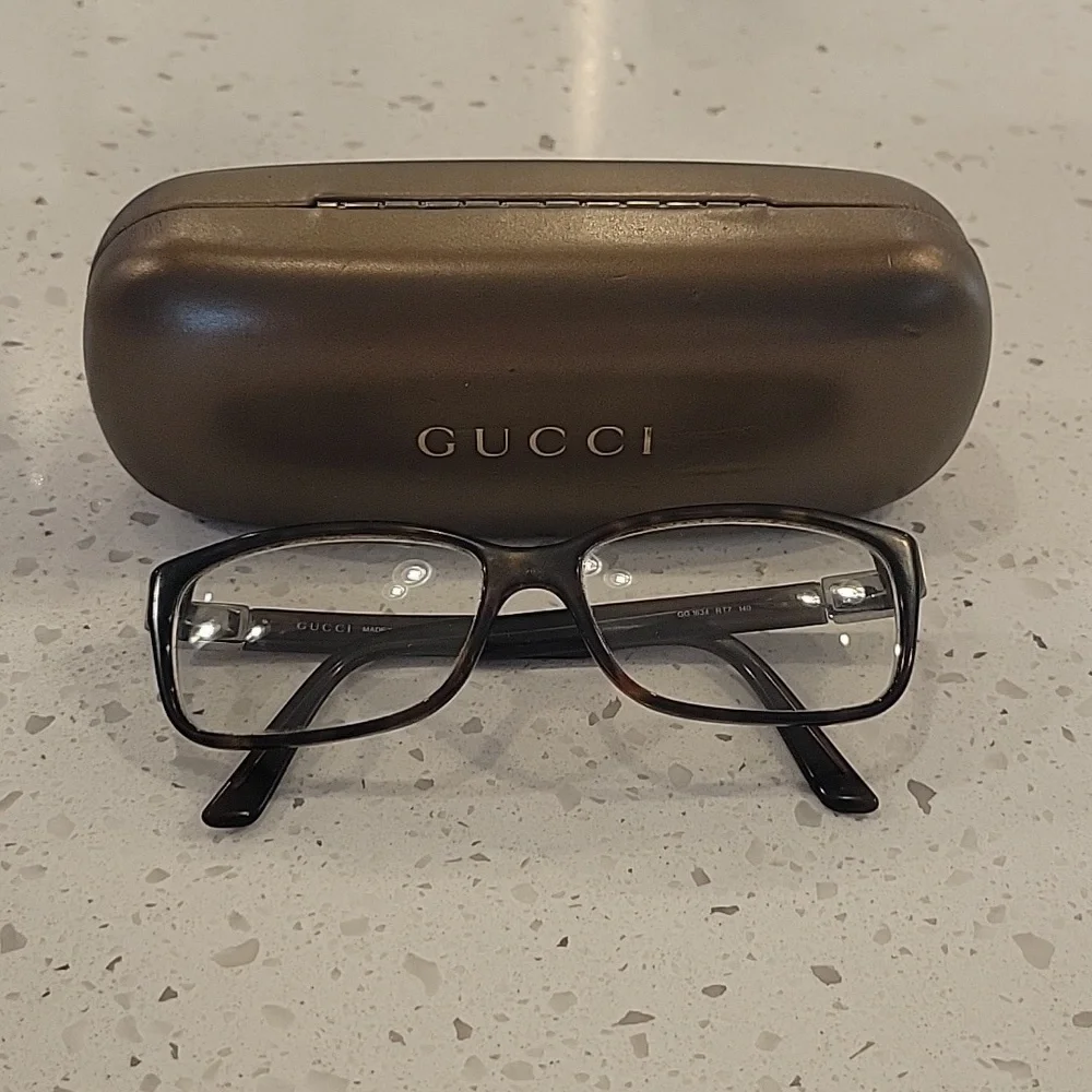 Gucci Tortoise Frame Flex Temples Glasses Italy GG 1634 RT7 140 with Case